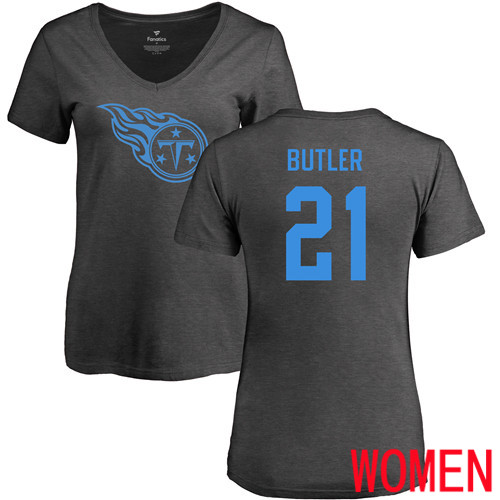 Tennessee Titans Ash Women Malcolm Butler One Color NFL Football #21 T Shirt->women nfl jersey->Women Jersey